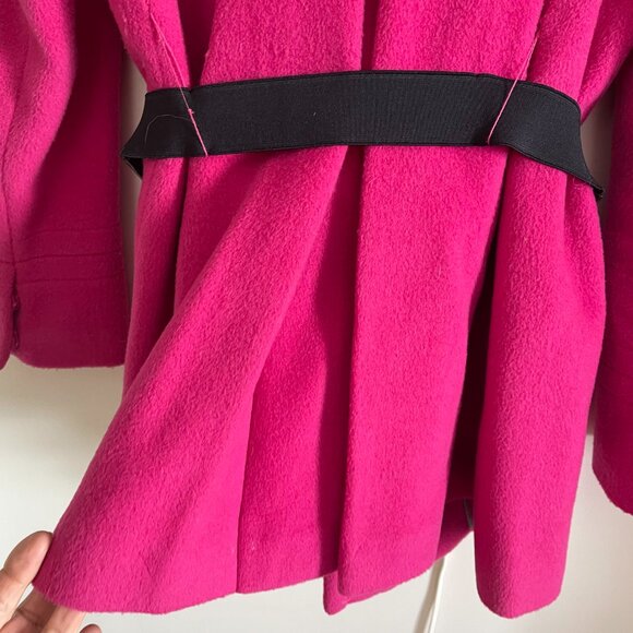 CALVIN KLEIN fuchsia lined belted coat/exc condition/60% wool/lined/6 - Picture 10 of 10